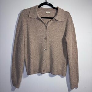 Mason & Belle Beige Knit Cardigan Collared Button Front Cozy